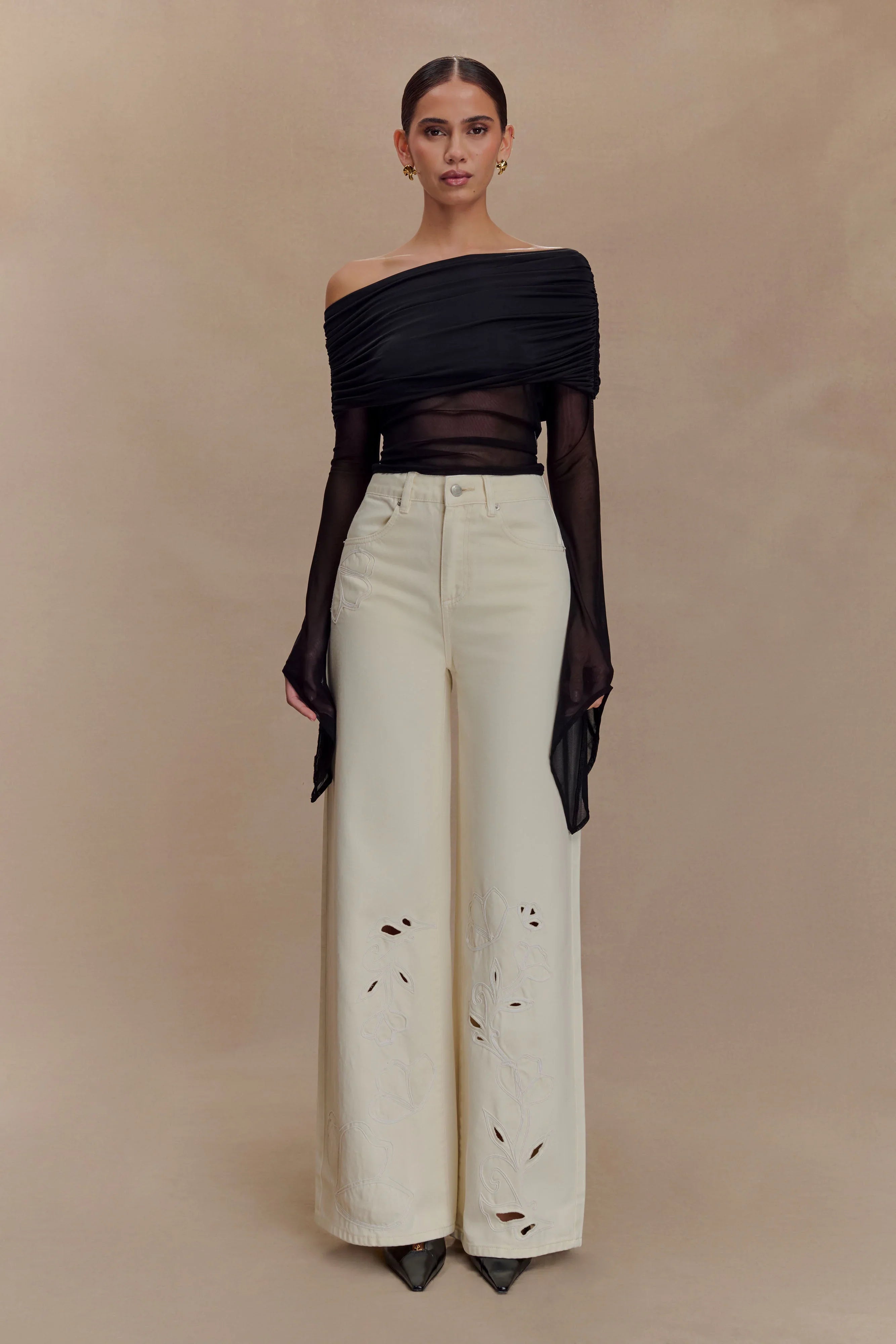 Dahlia One Shoulder Top Black