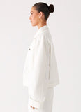 Back Again Oversized Denim Jacket White