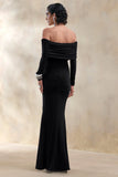 Brisea Black Bardot Neck Maxi Dress