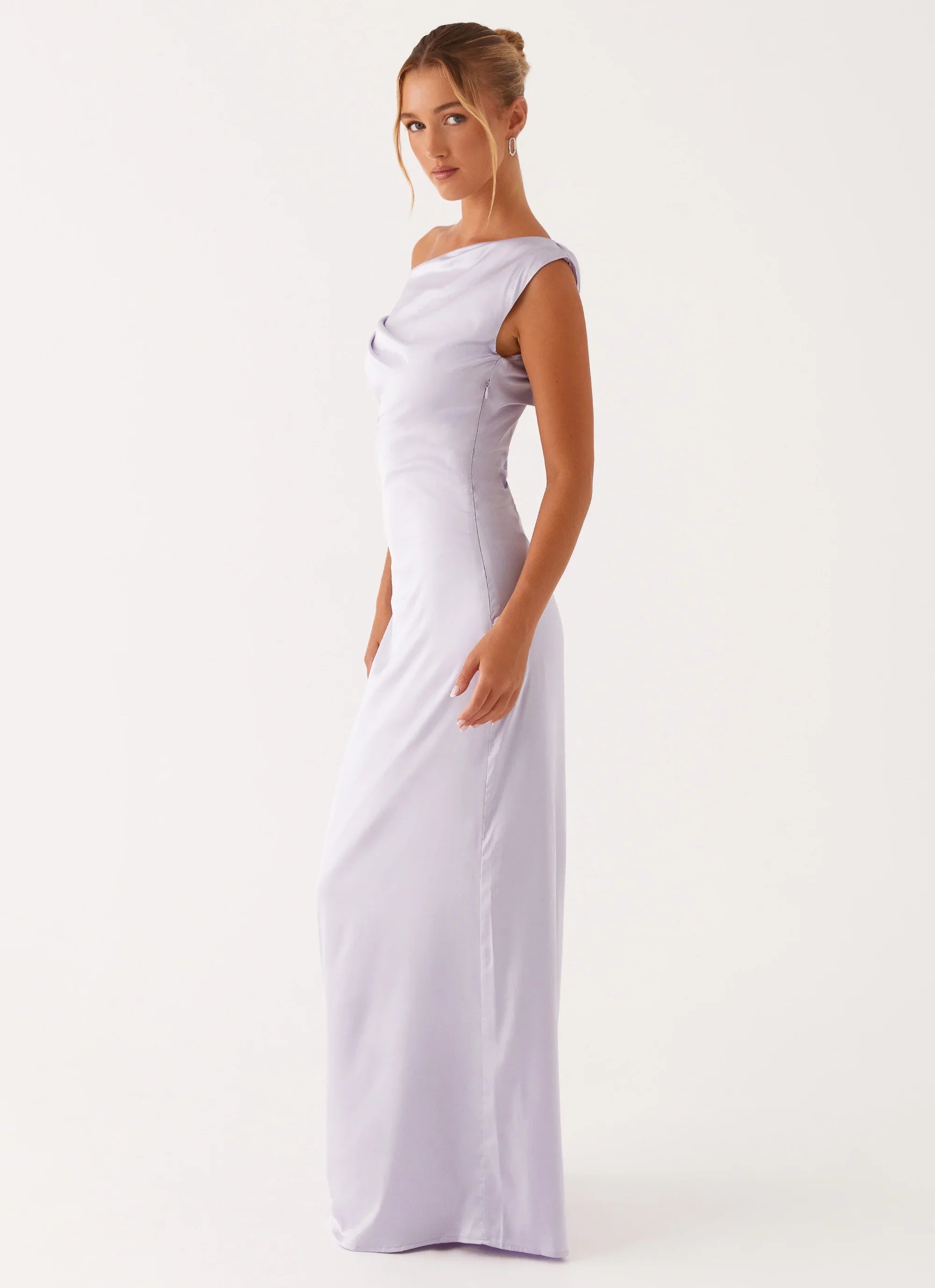 Heart Of Glass Satin Maxi Dress Lilac