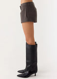 Jeremy Faux Suede Shorts Tan Grey