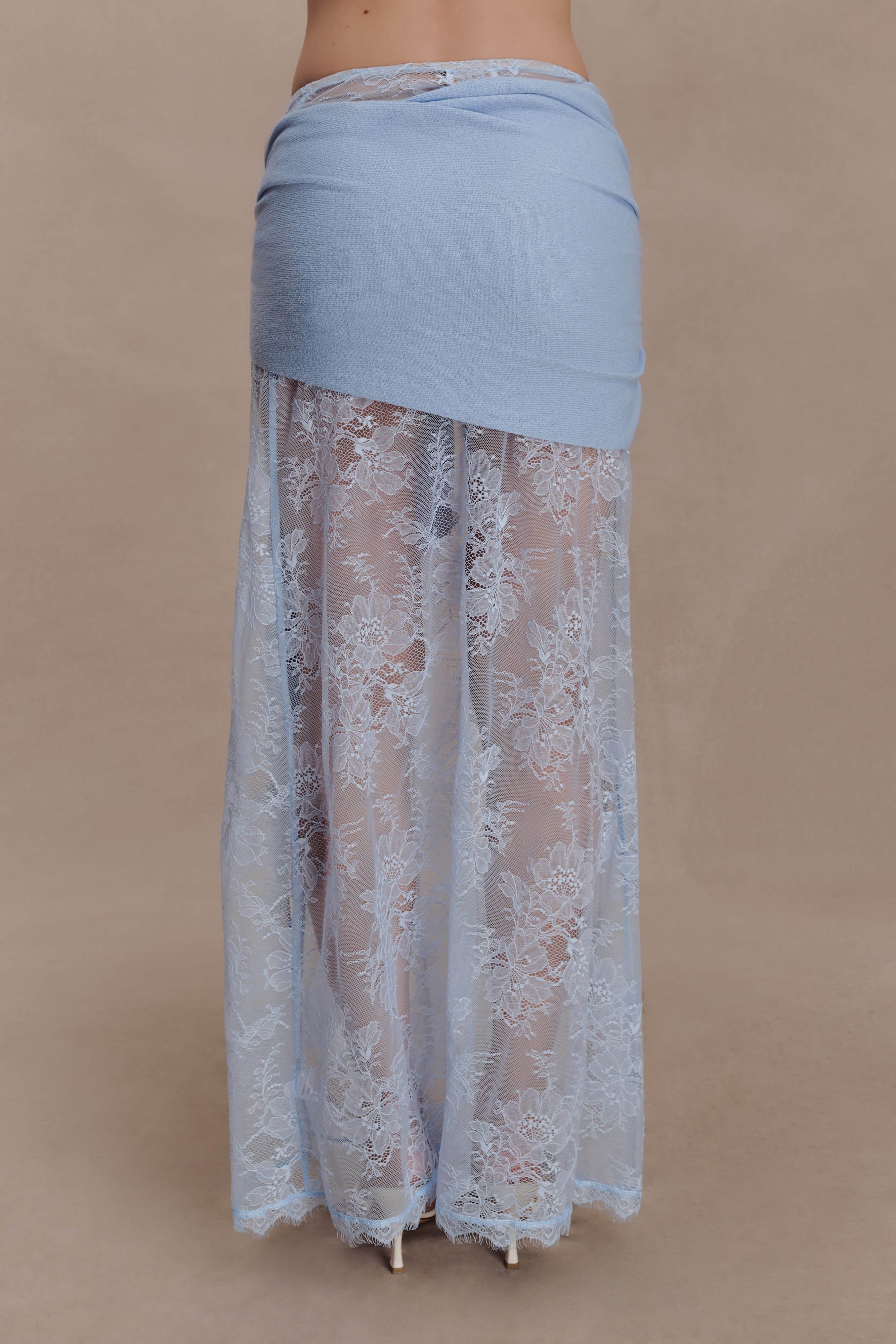 Lucy Lace And Knit Skirt Cornflower Blue