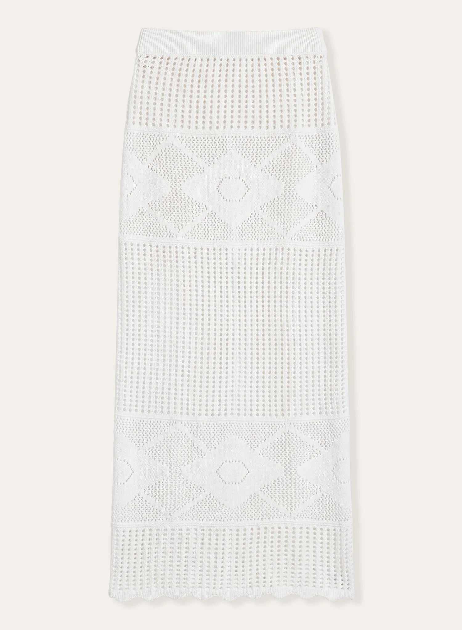 Cream Crochet Knit Maxi Skirt