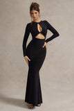 Denisse Black Long Sleeve Cut Out Twisted Maxi Dress