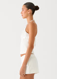 Lori beaded Halter Top Ivory