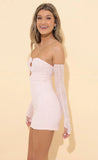 Floral Cutout Bodycon Dress in Pink with Gloves