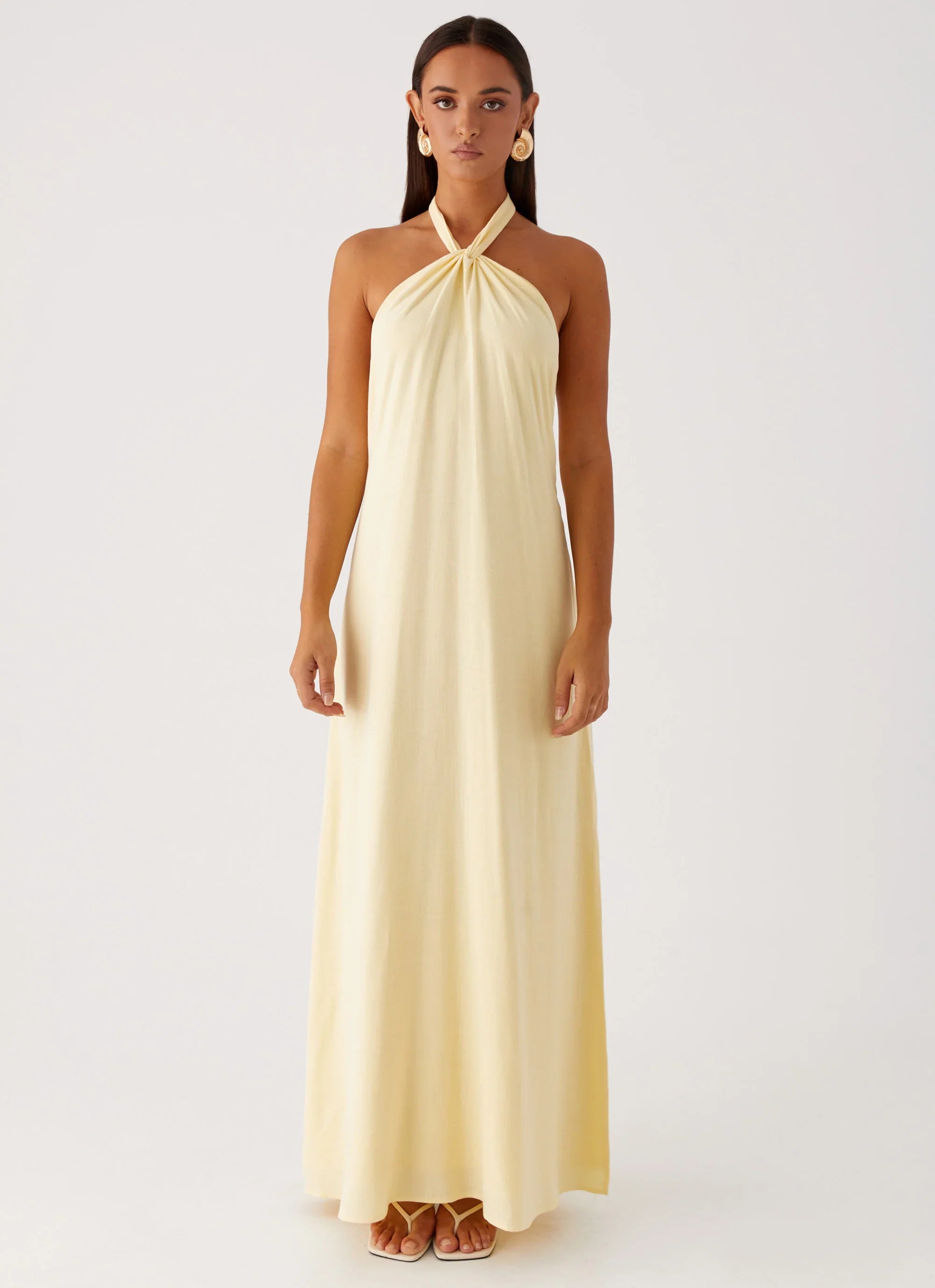 Golden Child Linen Maxi Dress Yellow