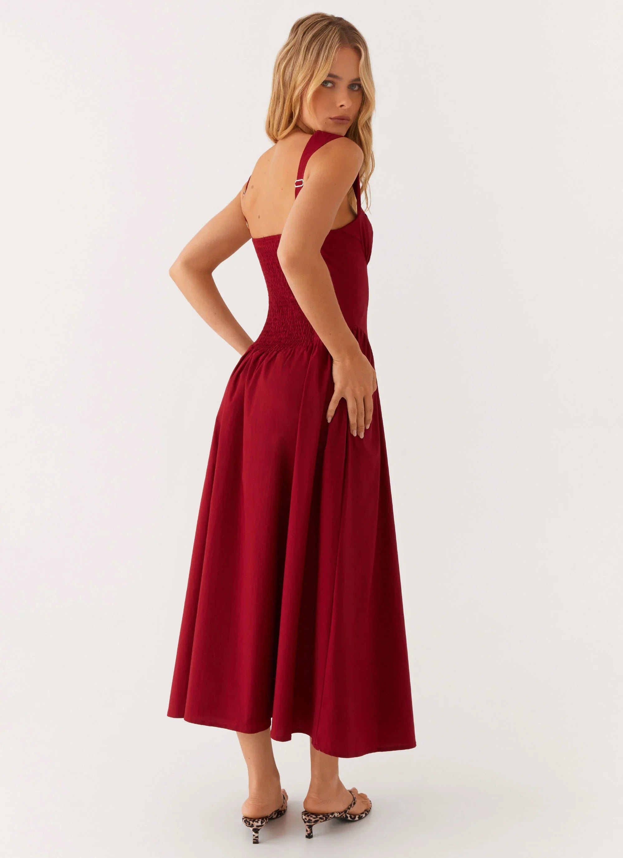 Emmalina Midi Dress Deep Red
