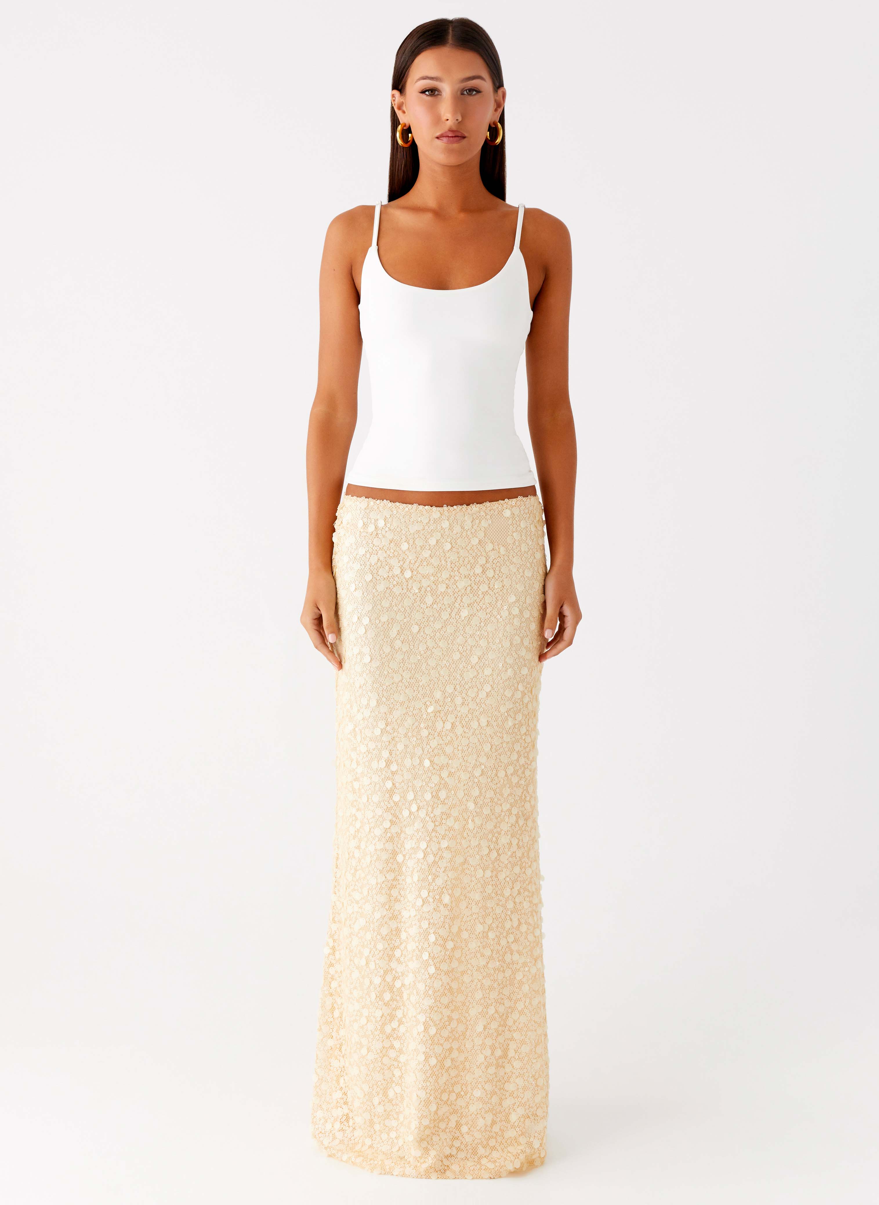 Honestly Sequin Maxi Skirt Yellow