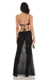 Mesh One Shoulder Two Piece Set in Black