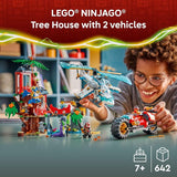 LEGO NINJAGO Ninja Vehicle Tree House Battle Building Toy for Boys Girls Kids Ages 7 Ninja Playset W 5 Minifigures Motorcycle Helicopter Toys Gift Idea for Birthdays 71857