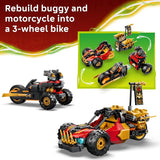 LEGO NINJAGO Kai and Coles Combiner Vehicles 71864 Building Toys for Boys Girls Ages 7 Toy Car Motorcycle for Pretend Play 3 Minifigures 394 pieces Gift for Birthdays