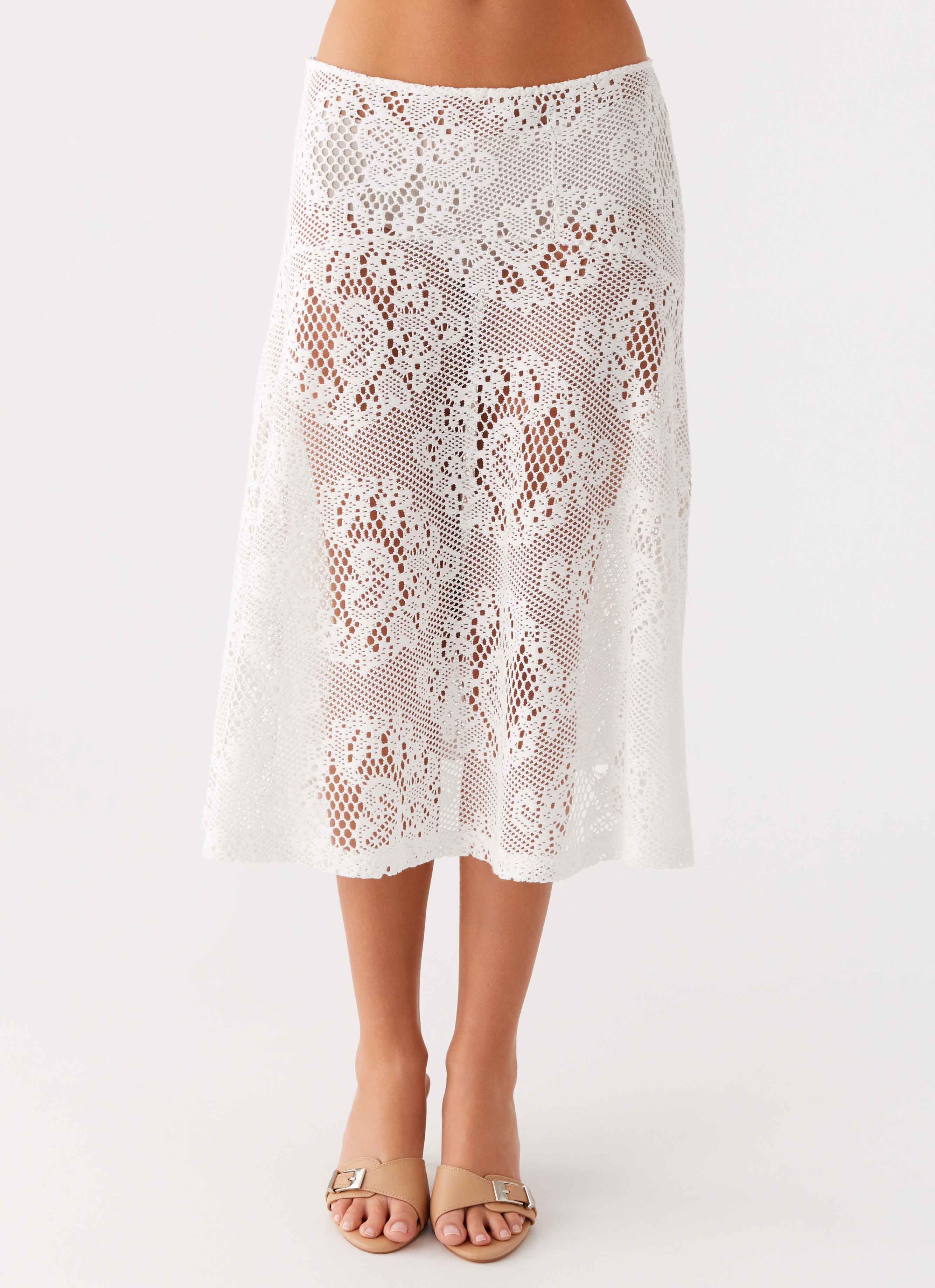 Virelle Lace Midi Skirt Ivory