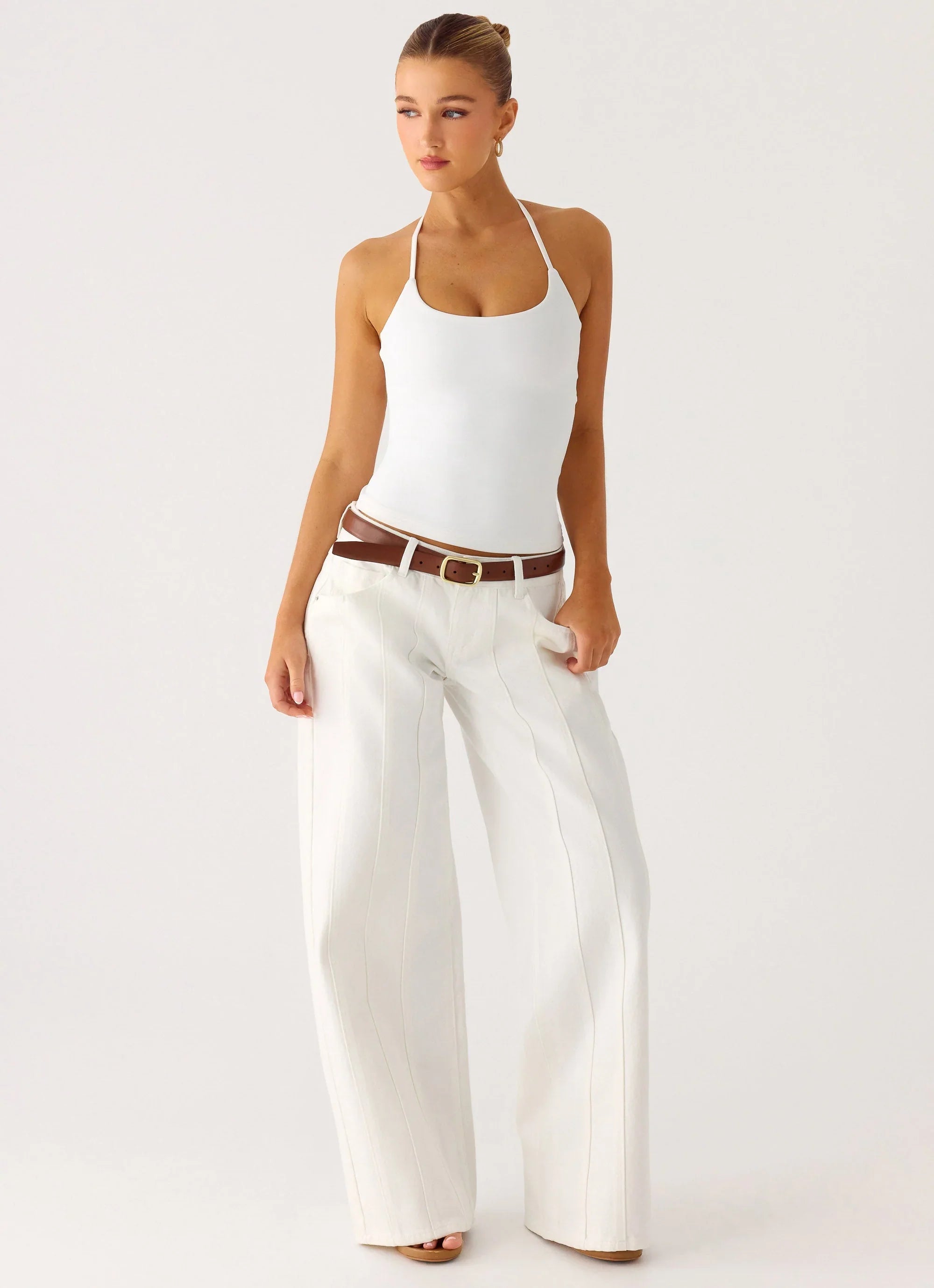 Johnny Low Rise Wide Leg Denim Jeans White