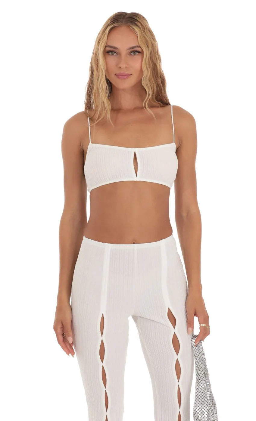 Crinkle Two Piece Set in White