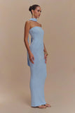 Andrea Strapless Knit Maxi Dress Light Blue