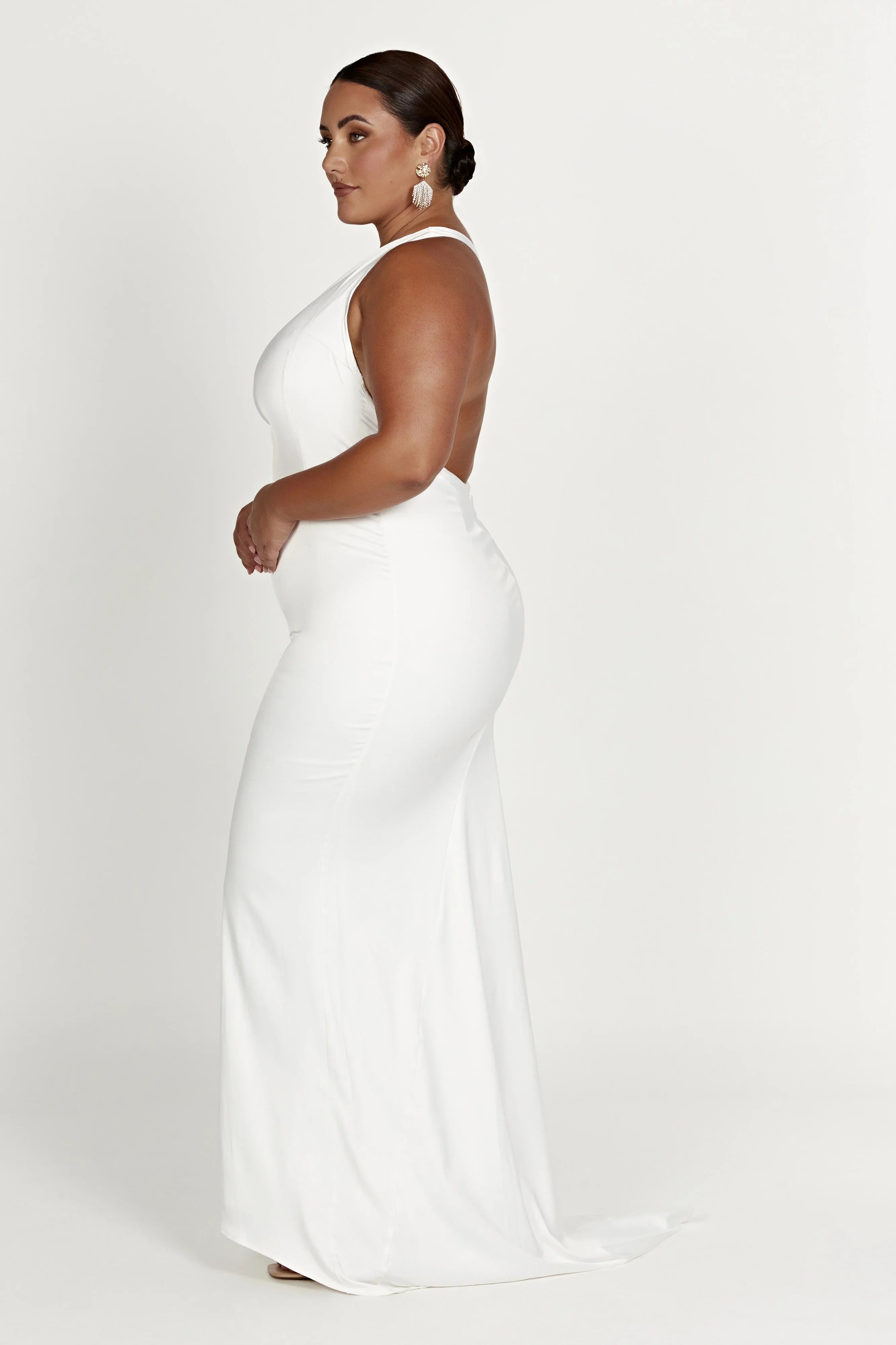 Harper One Shoulder Gown White