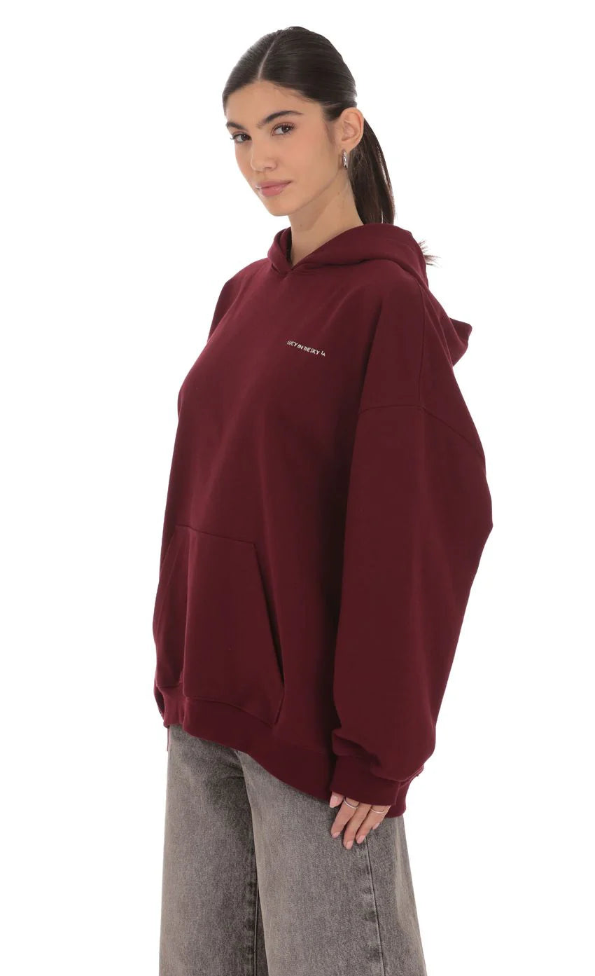 Oversized Lucy Hoodie in Burgundy
