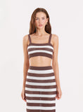 Chocolate Stripe Crochet Crop Top
