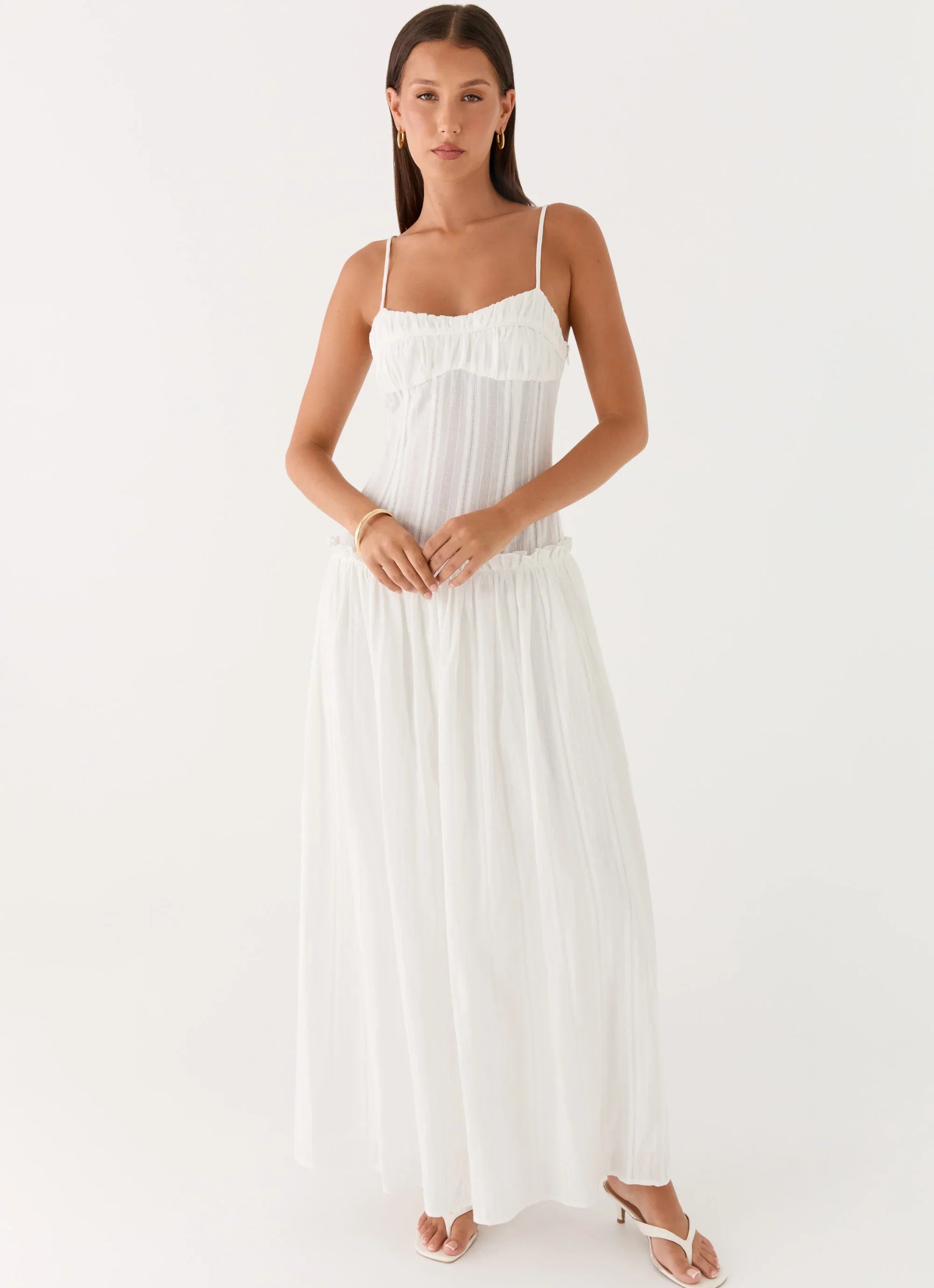 Jacinda Drop Waist Maxi Dress Ivory