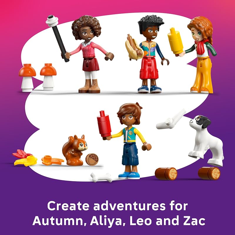 LEGO Friends Cozy Fall Forest Cabin 42705 Building Toy for Girls Boys Ages 9 Toy Playset W 4 Minidolls 1229 pieces Gift for Birthdays