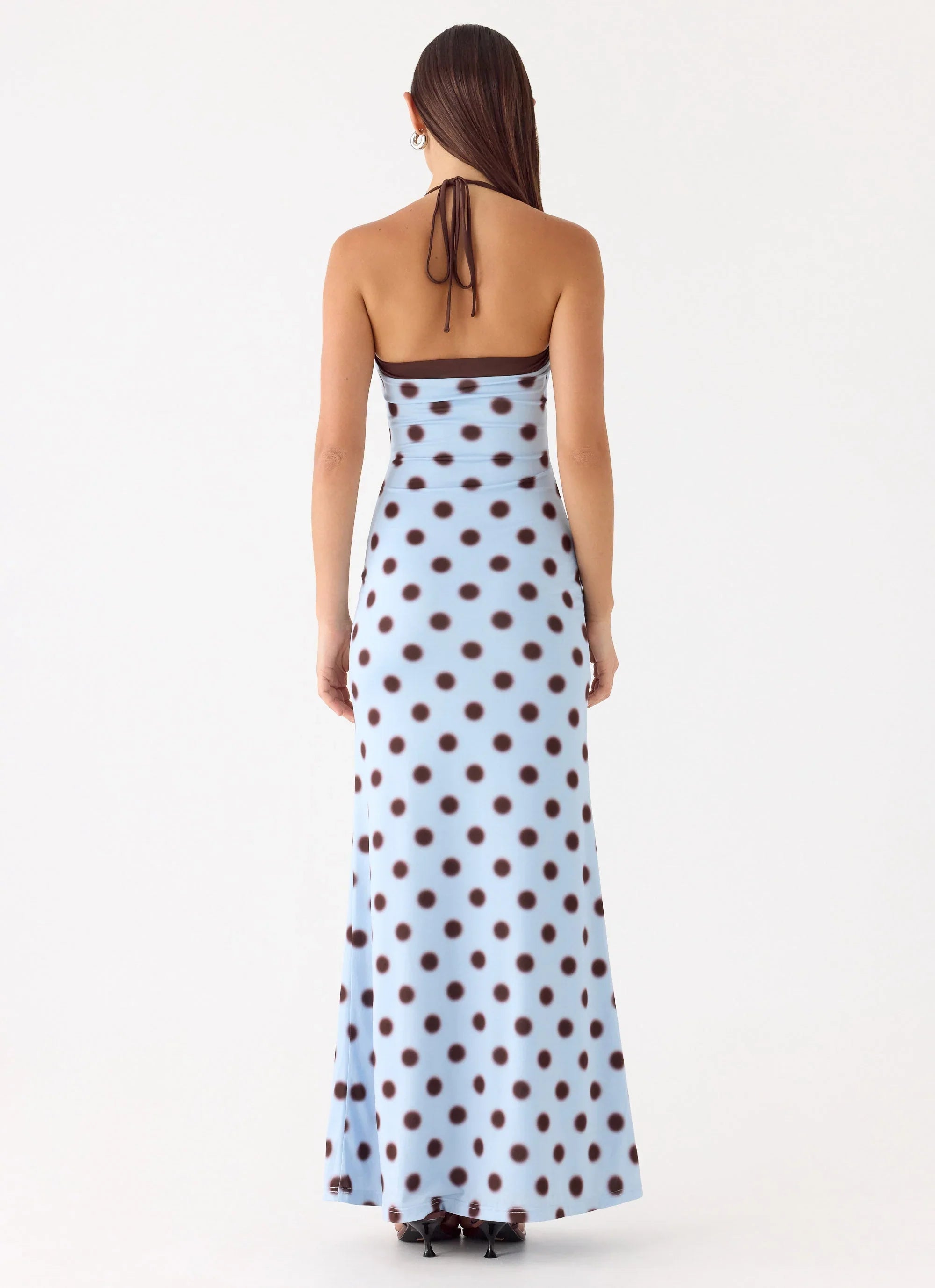 Alessandro Halter Maxi Dress Blue Mocha Dot