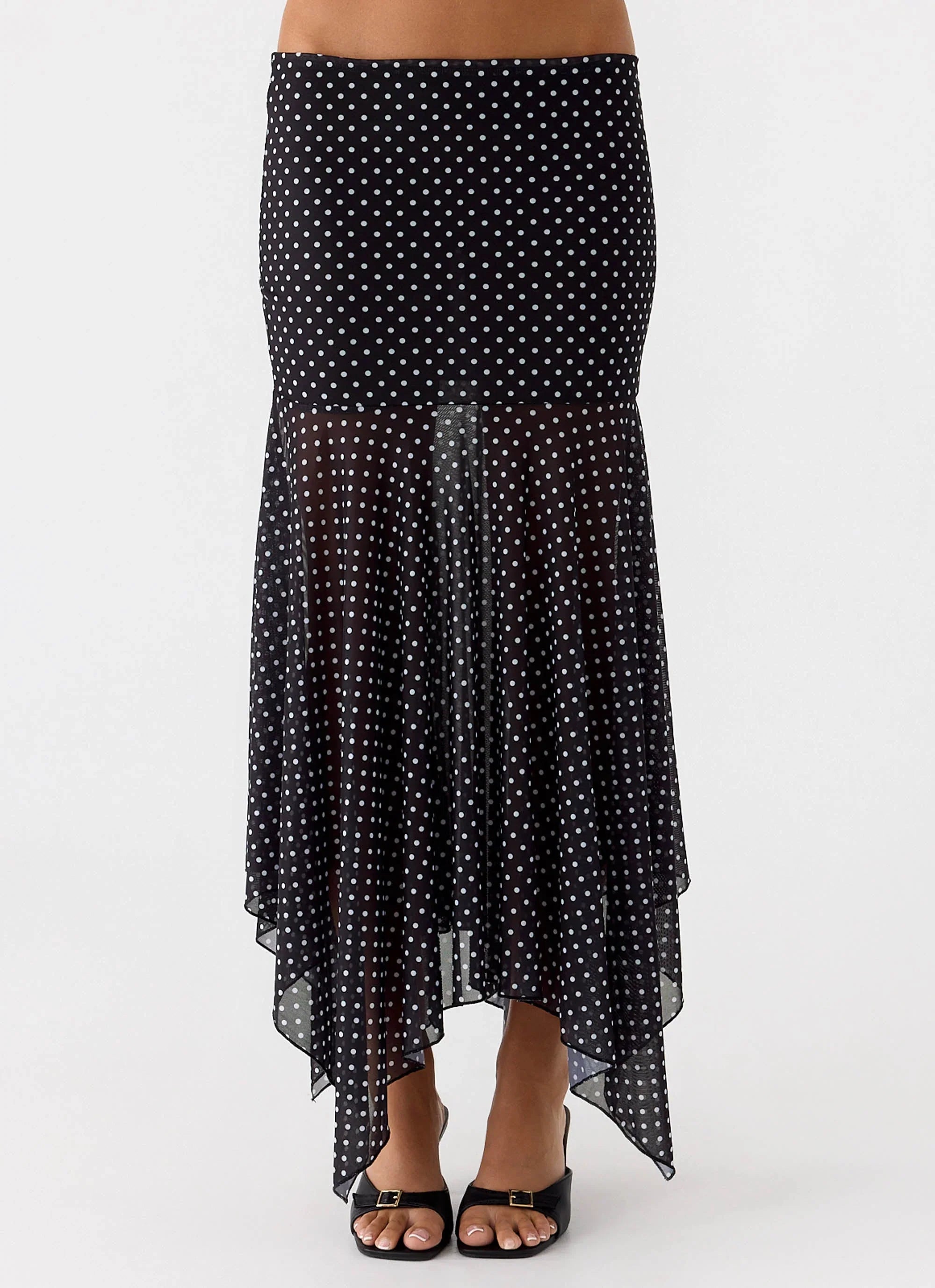 Buffy Maxi Skirt Black Polkadot