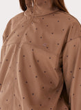 Brown Polka Dot Funnel Neck Track Jacket
