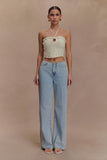 Aletta Knit Pearl Halter Top Ivory
