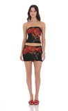 Mesh Floral Tube Top in Black