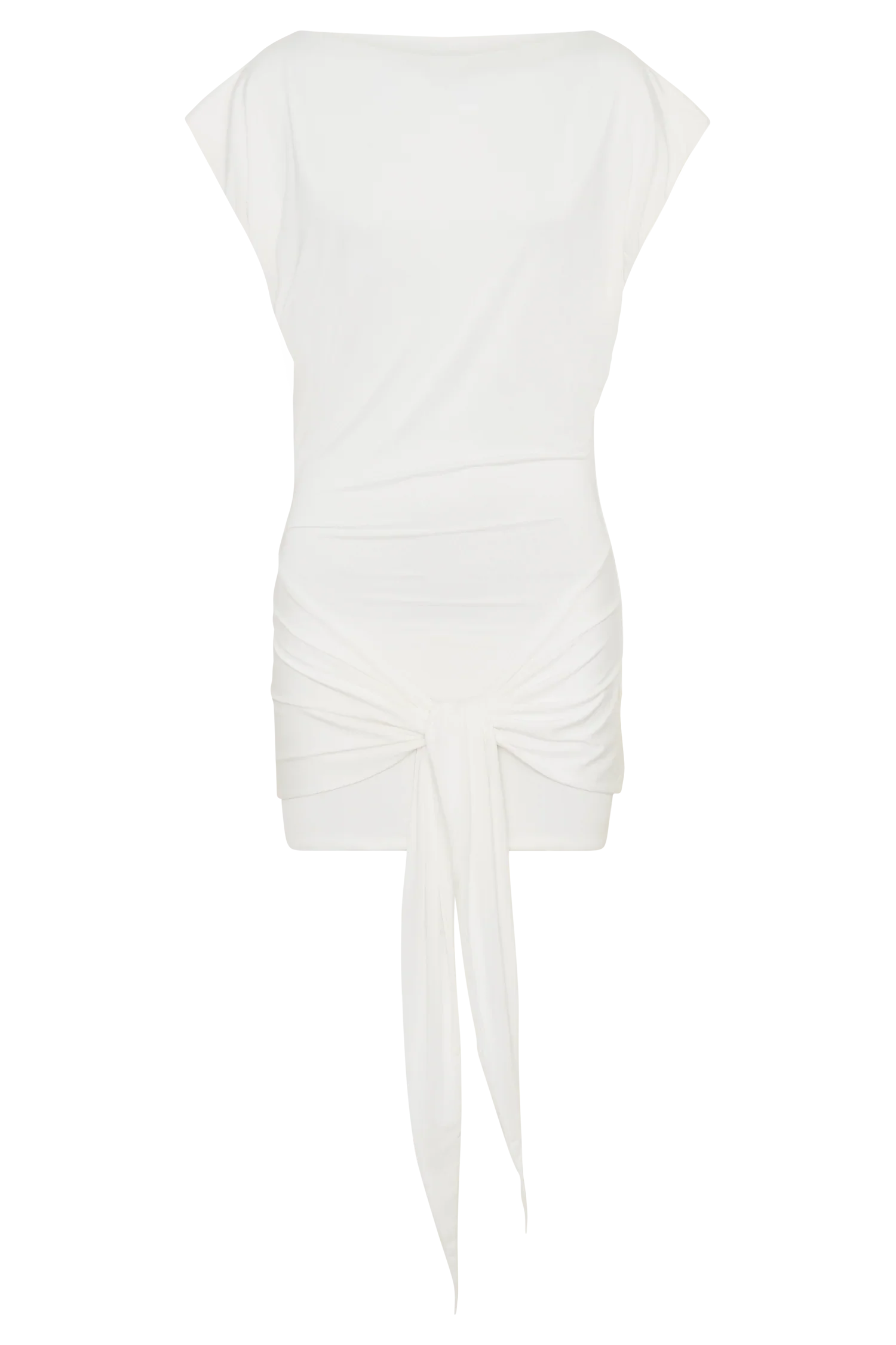 Maiara Shortsleeve Slinky Tie Mini Dress White