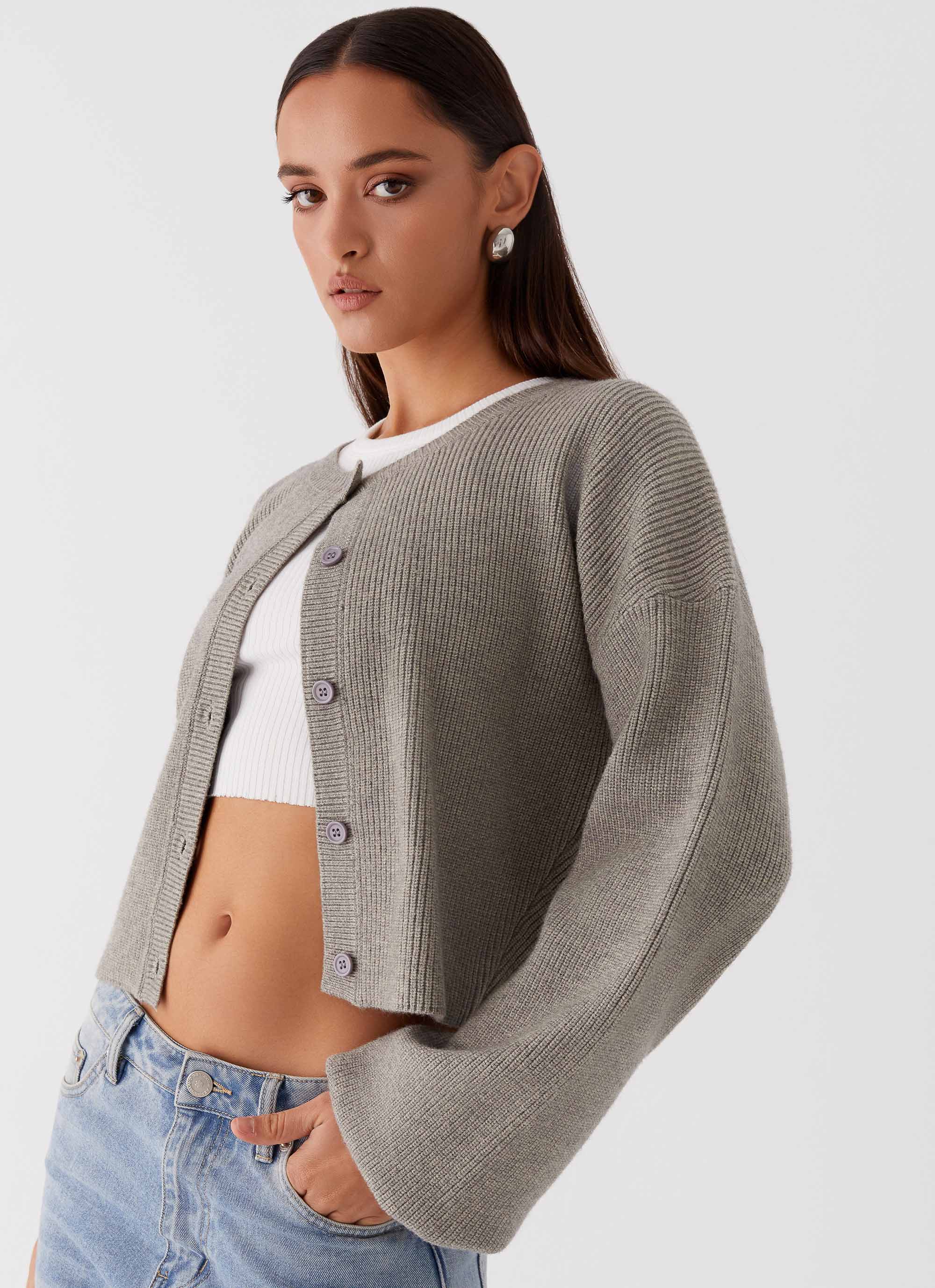Daphne Knit Cardigan Light Grey