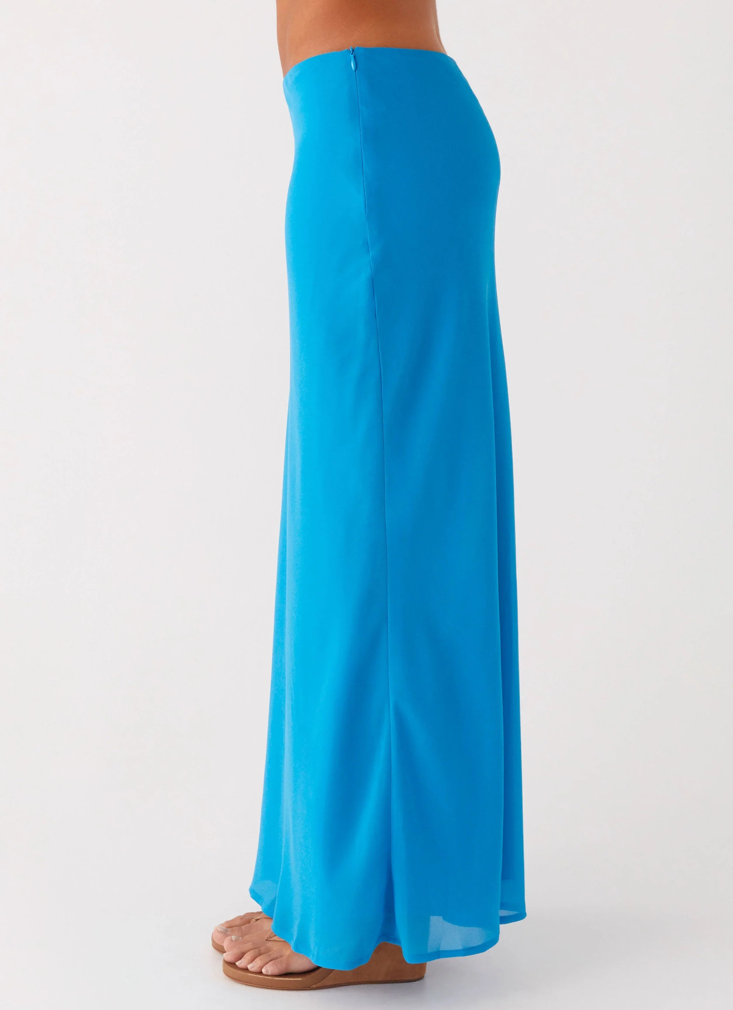Another Life Chiffon Maxi Skirt Turquoise