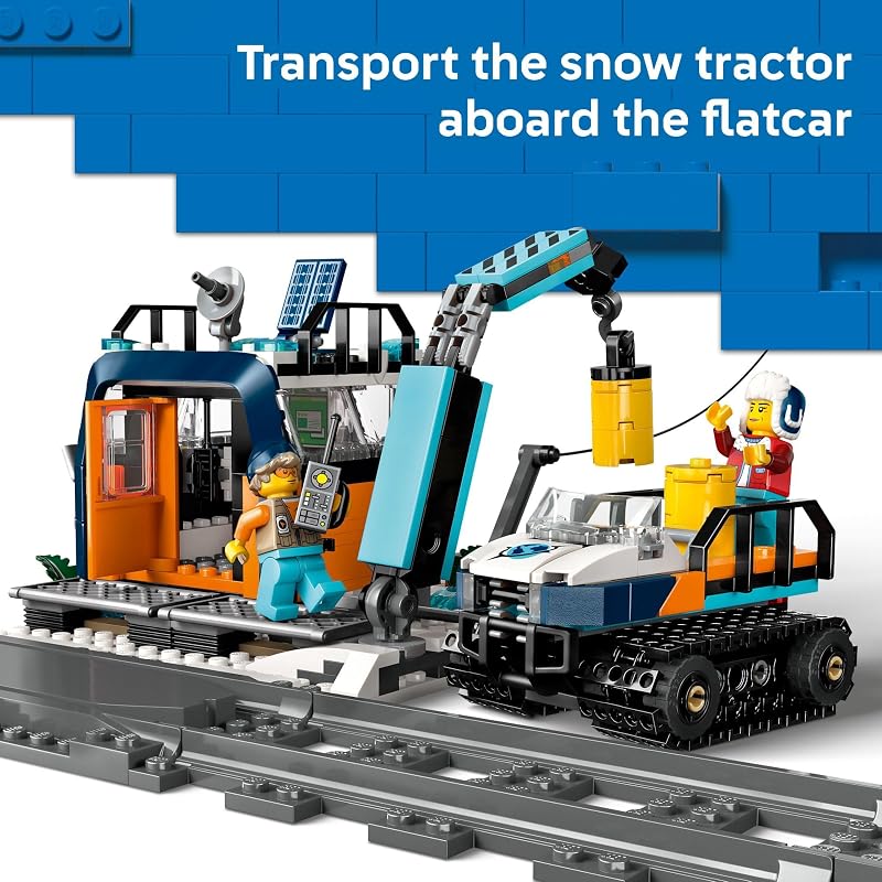 LEGO City Explorers Arctic Polar Express Train Set Building Learning Toys for Kids Remote Controlled Train for Boys Girls Ages 7 with 6 Explorer Minifigures Birthday Gift Idea 60470
