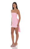 Attachable Bow Strapless Dress in Pink