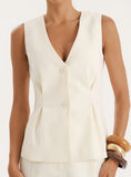 Cream Tailored Cinched Waistcoat