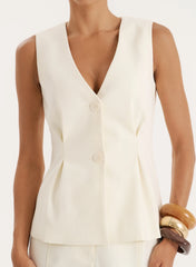Cream Tailored Cinched Waistcoat