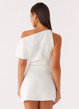 Moonlight Oasis Asymmetrical Cotton Mini Dress Off White