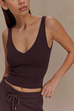 Natalya Ribbed Knit Cami Top Dark Chocolate