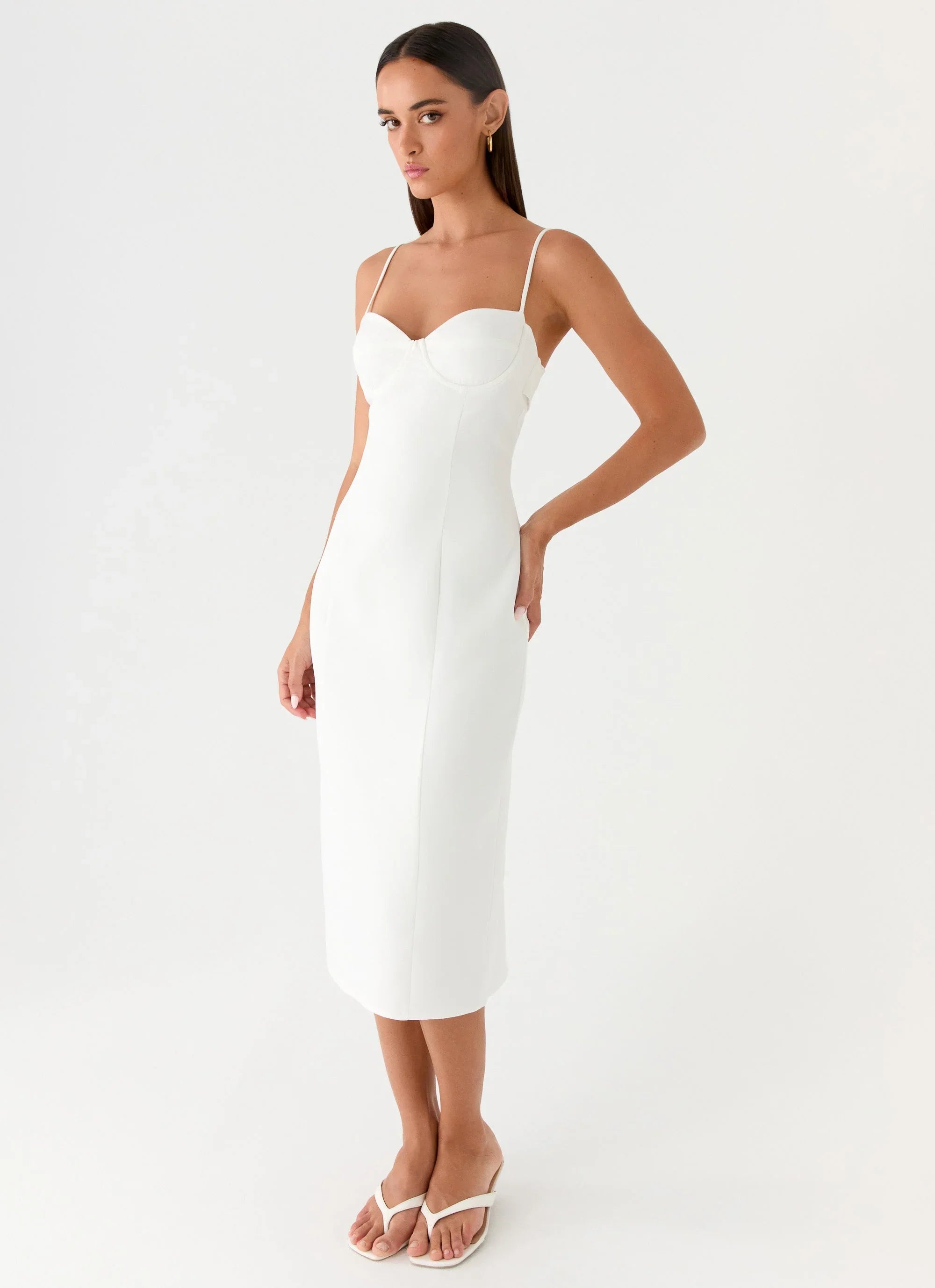 Asling Bustier Midi Dress White