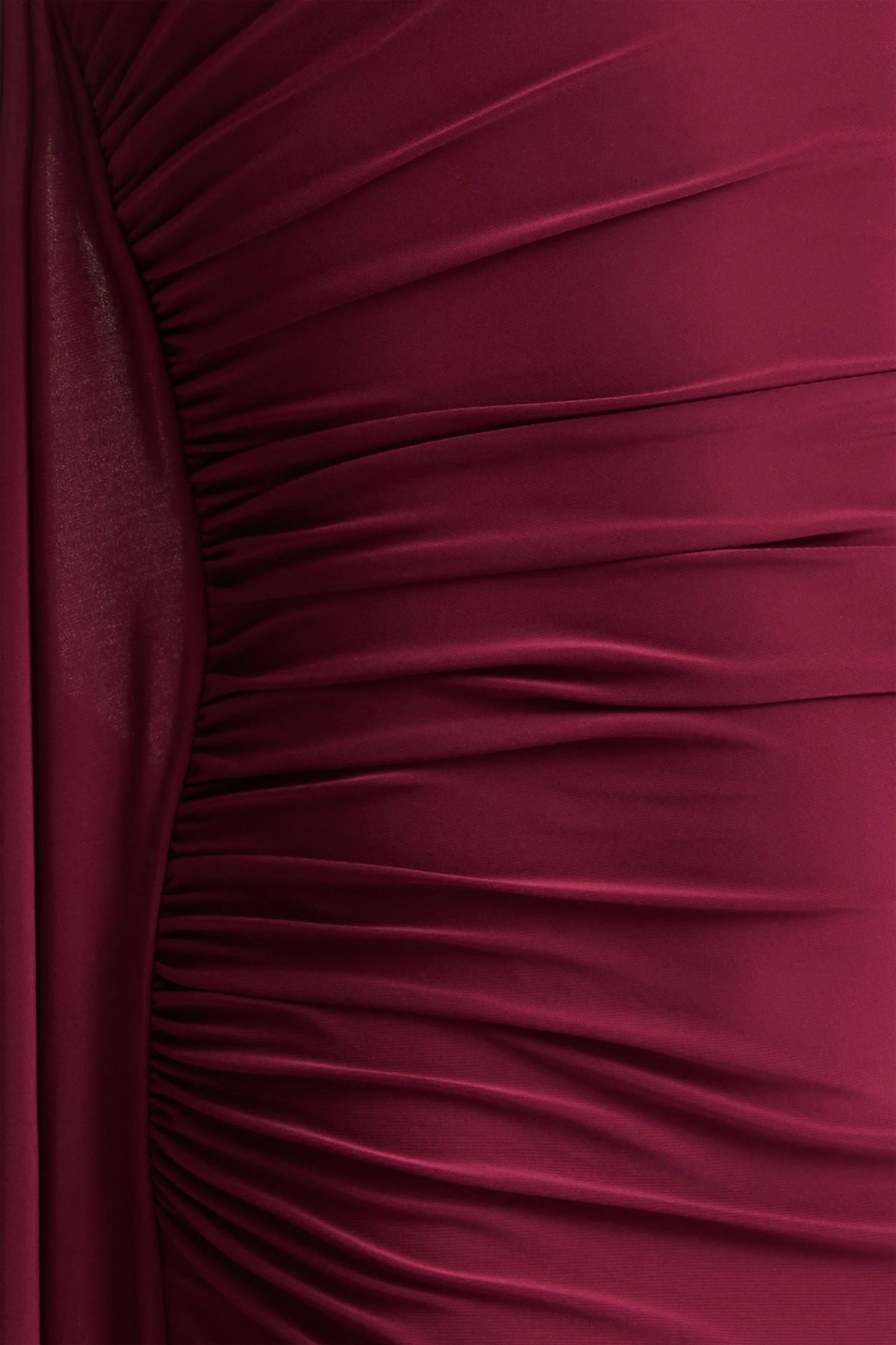 Adelina Burgundy One Shoulder Maxi Dress With Drape