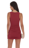 Embellished Plunge Neck Dress in Maroon