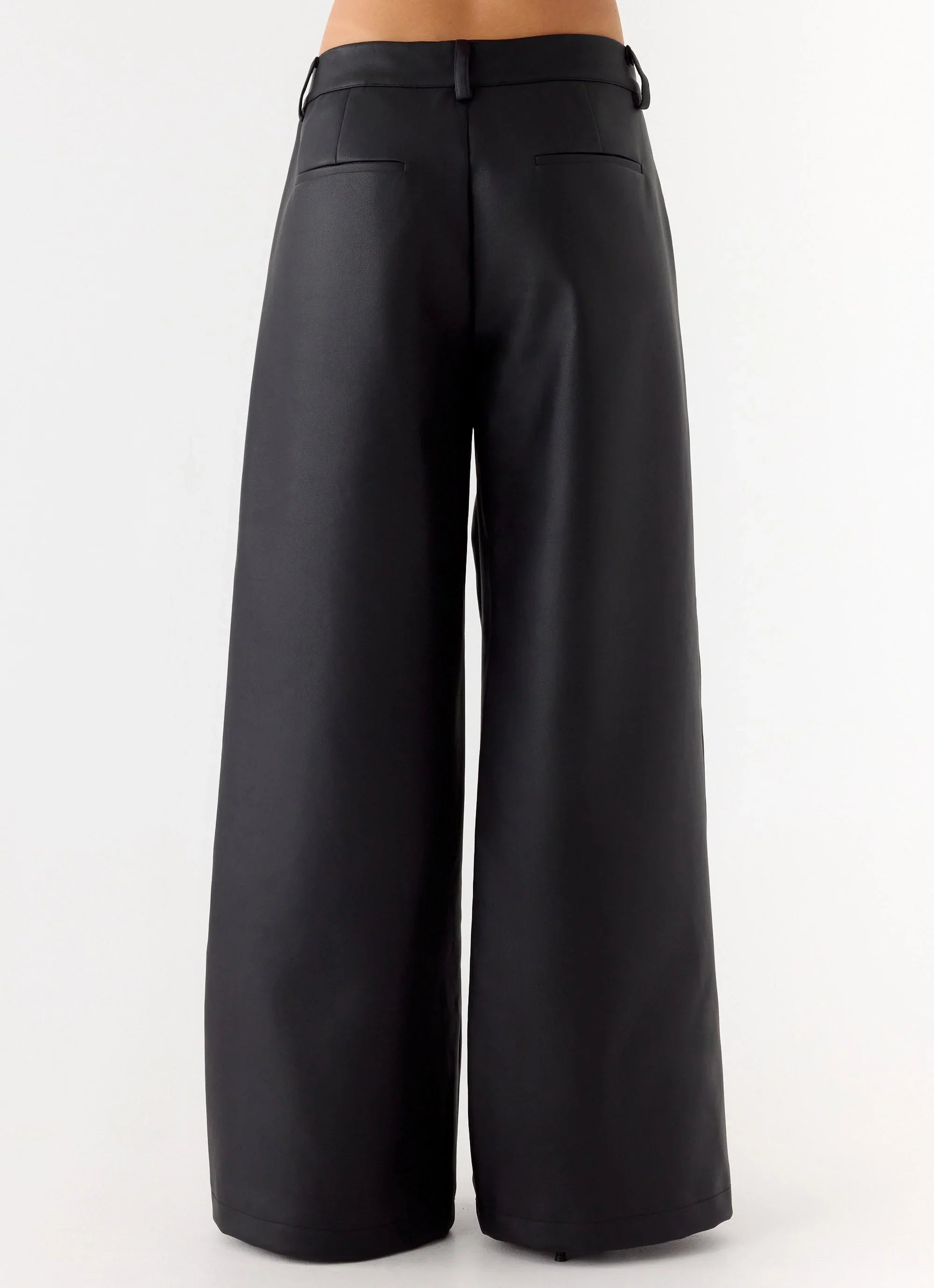 Samuel Low Rise Faux Leather Pants Black