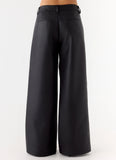 Samuel Low Rise Faux Leather Pants Black