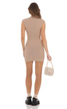 Knit Mock Neck Dress in Tan