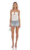Mesh Corset Cutout Top in White