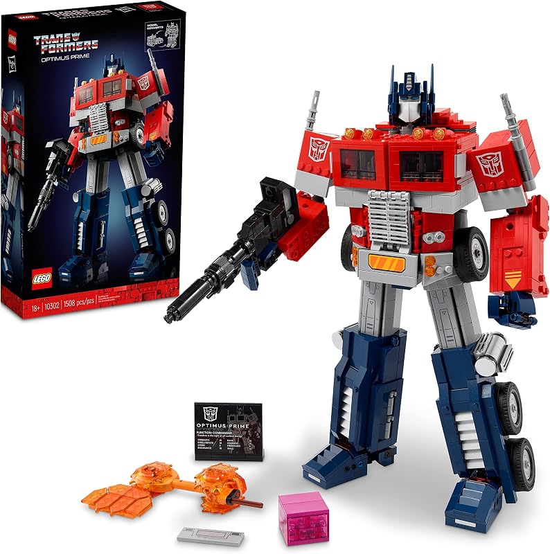 LEGO Icons Optimus Prime 10302 Transformers Figure Set Collectible Transforming 2 in 1 Robot and Truck Model Building Kit for Adults Perfect for Display or Play