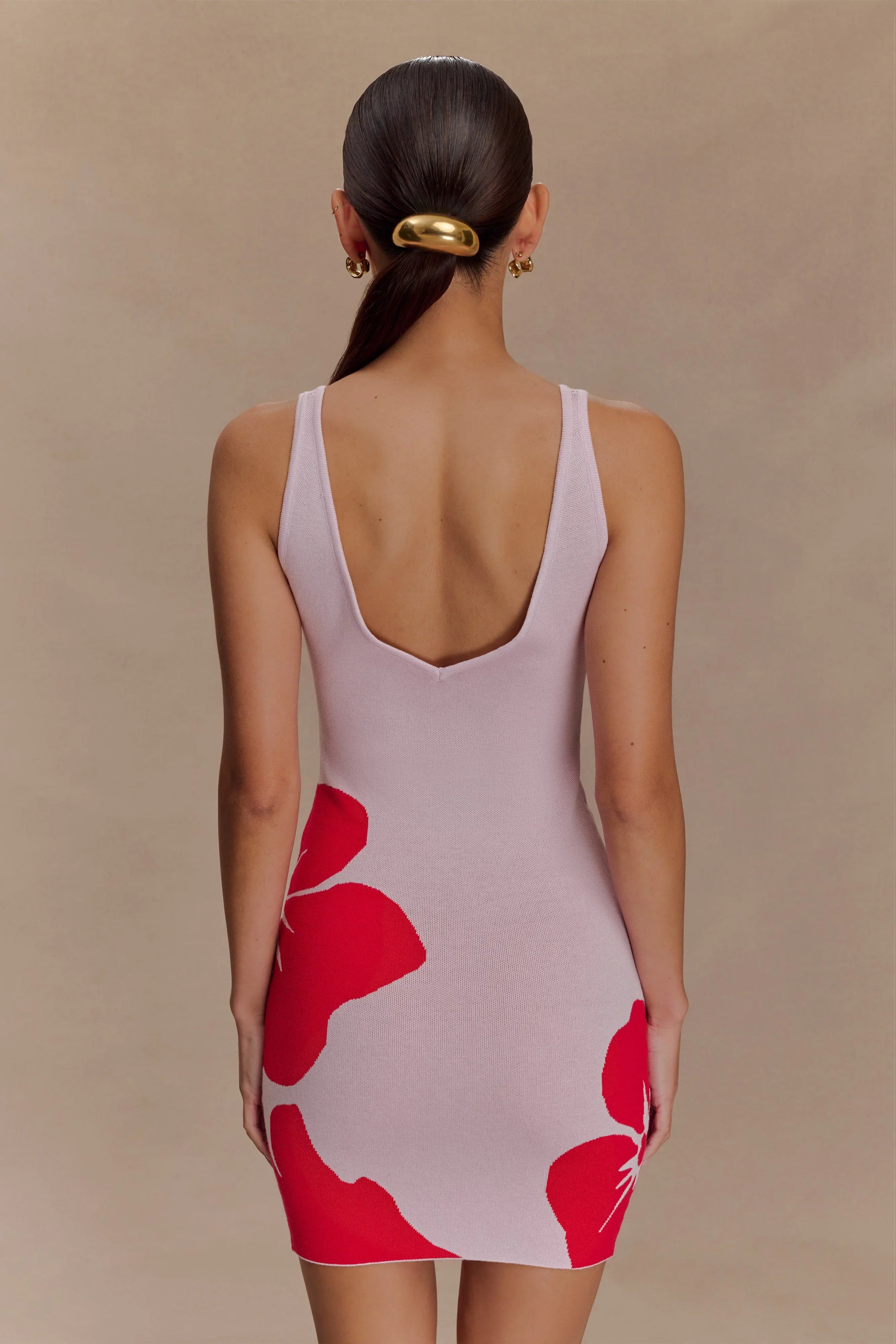 Dorothy Knit Print Mini Dress Red Deco Fleur Print