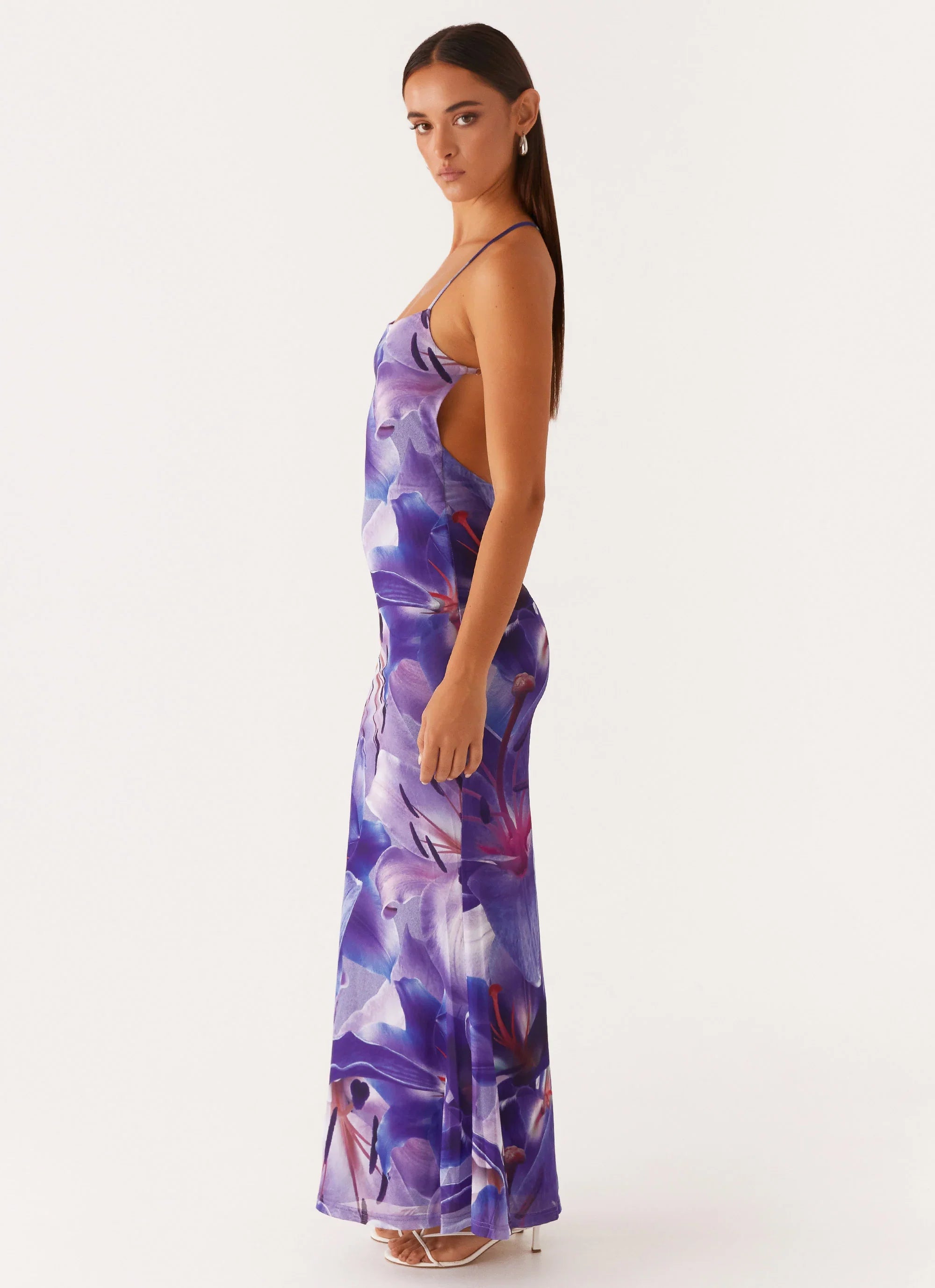 Livia Maxi Dress Purple White Lilly