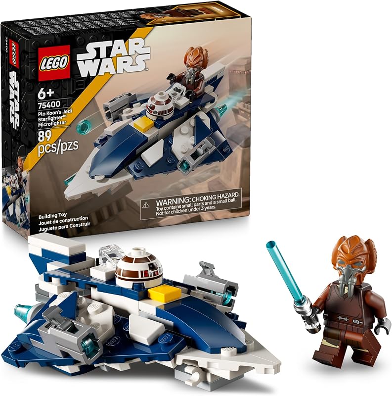 LEGO Star Wars Plo Koons Jedi Starfighter Microfighter Juguete para Niños Juguete de construcción para juego de simulación Juego de las Guerras Clon y decoración de habitación para niños y niñas